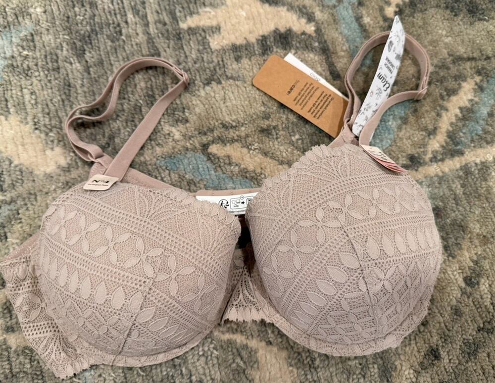 Etam 32D Nude Lace Underwire T-shirt Br NWT